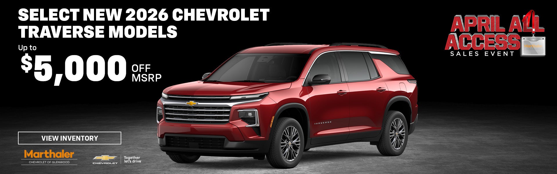Select New 2026 Chevrolet Traverse models