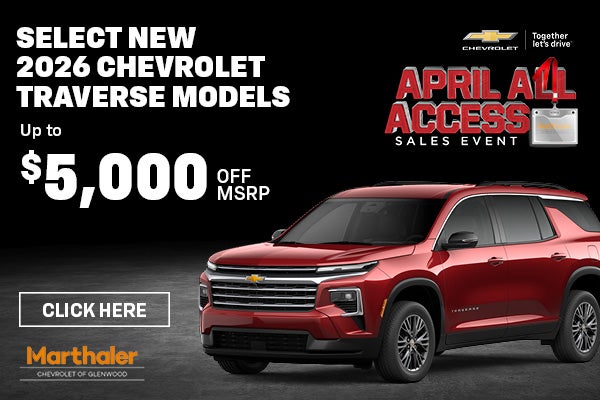 Select New 2026 Chevrolet Traverse models
